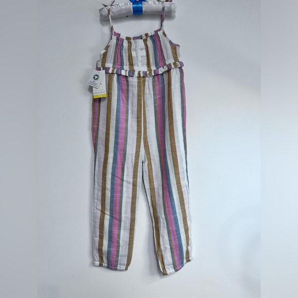 NWT Rise Little Earthling Organic Striped Romper Girl size 4-5 - Picture 3 of 9